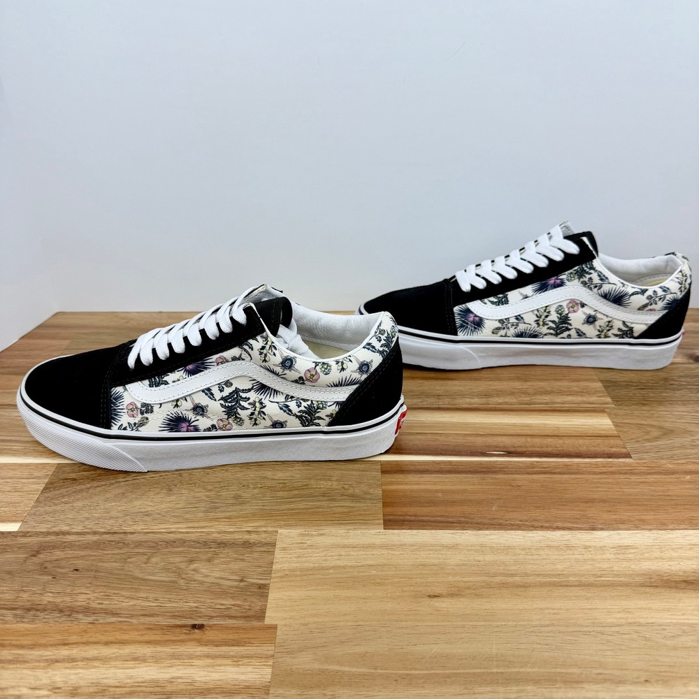 Vans Old Skool Floral Thistle Black Suede Canvas Sneakers Womens 8.5 - Picture 6 of 8
